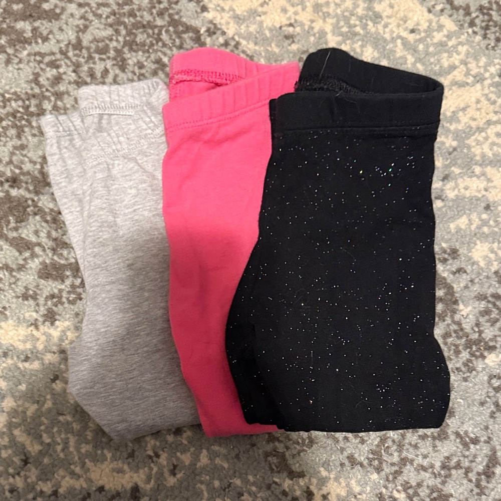 Cat & Jack Pink, Gray, and Glitter Black Leggings